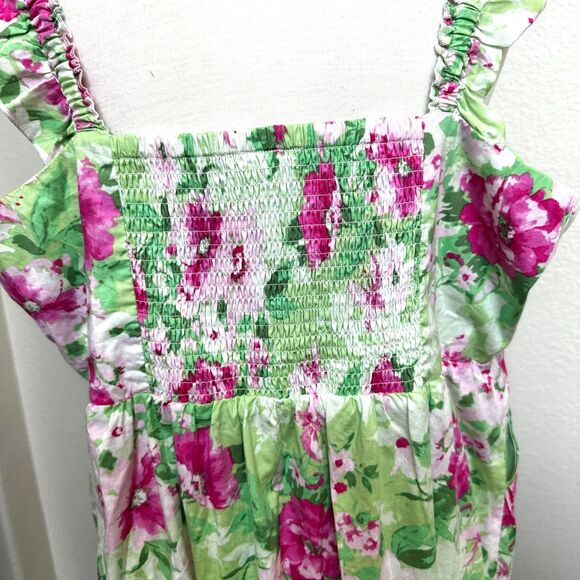 Torrid Sleeveless Pink & Green Floral Pastel Smocked Tiered Sun Dress - Plus 3X - Picture 4 of 6